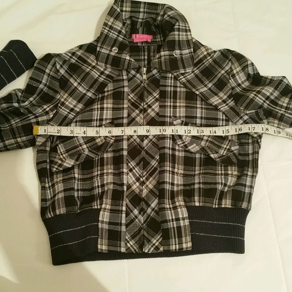 BCBG Max‎ Azria Girls Black Plaid Silver Sparkle